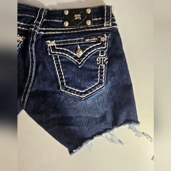 Miss Me Dark Blue Jeans Denim Cut Off's - Picture 2 of 11